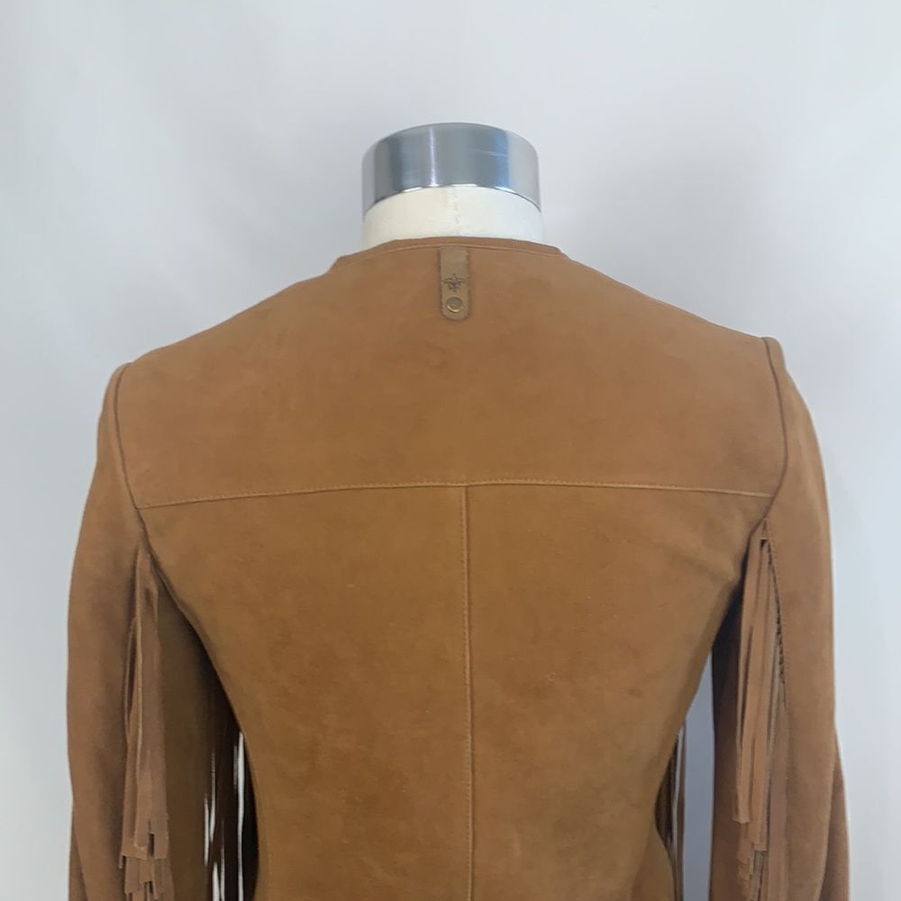 Mackage Tan Brown Suede Fringe Zip Jacket - Picture 7 of 11